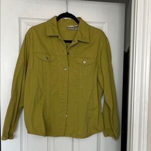 Women's Olive Green Jacket - Chico’s Denim-Style Coat
